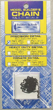 S Scale Modelers Metal Chain - Approx 12 Inches Per Pack - 1/64 Scale - Unpainted - Made In USA - MTS LLC